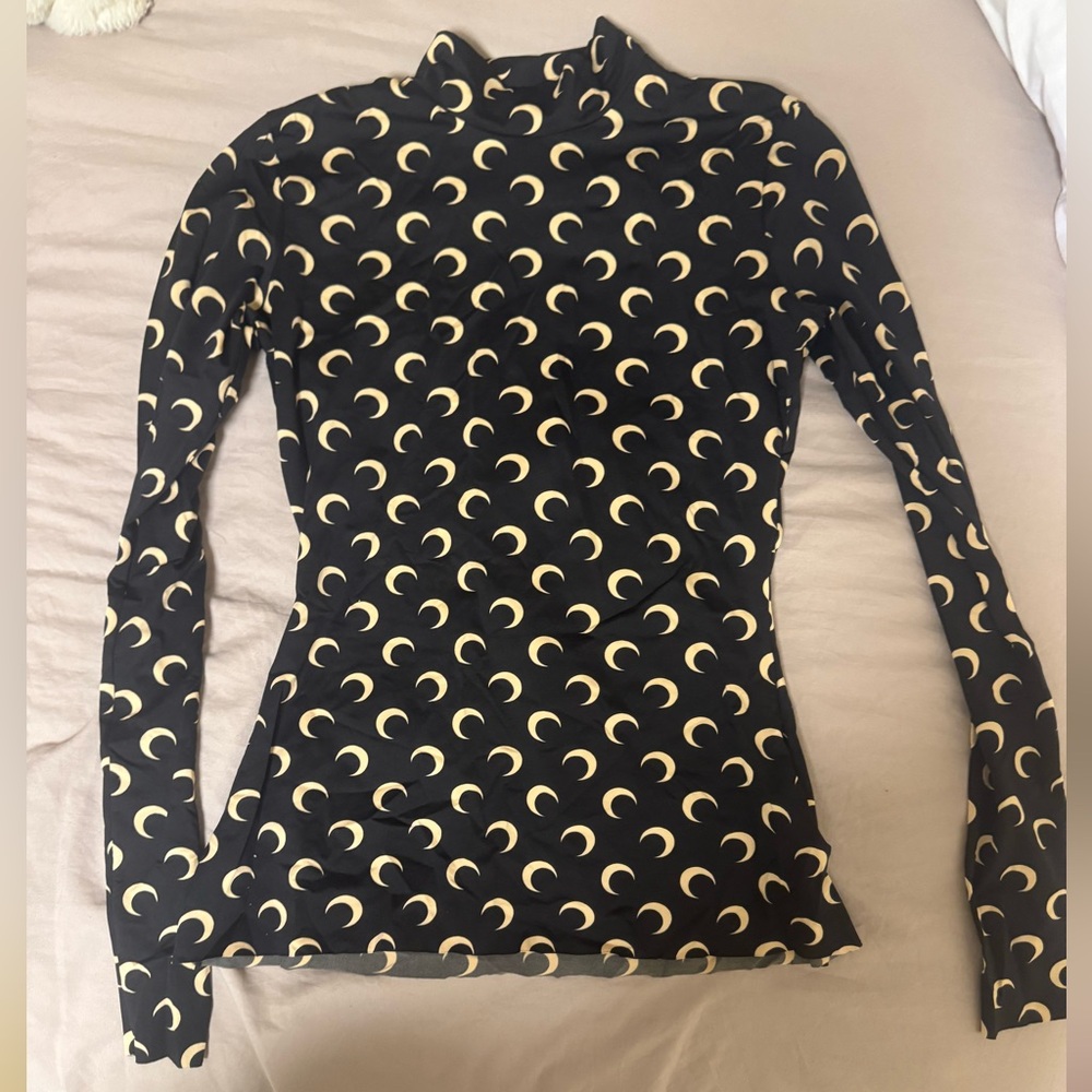Marine Serre - Black All Over Moon Second Skin ( Long Sleeve )Turtleneck Medium